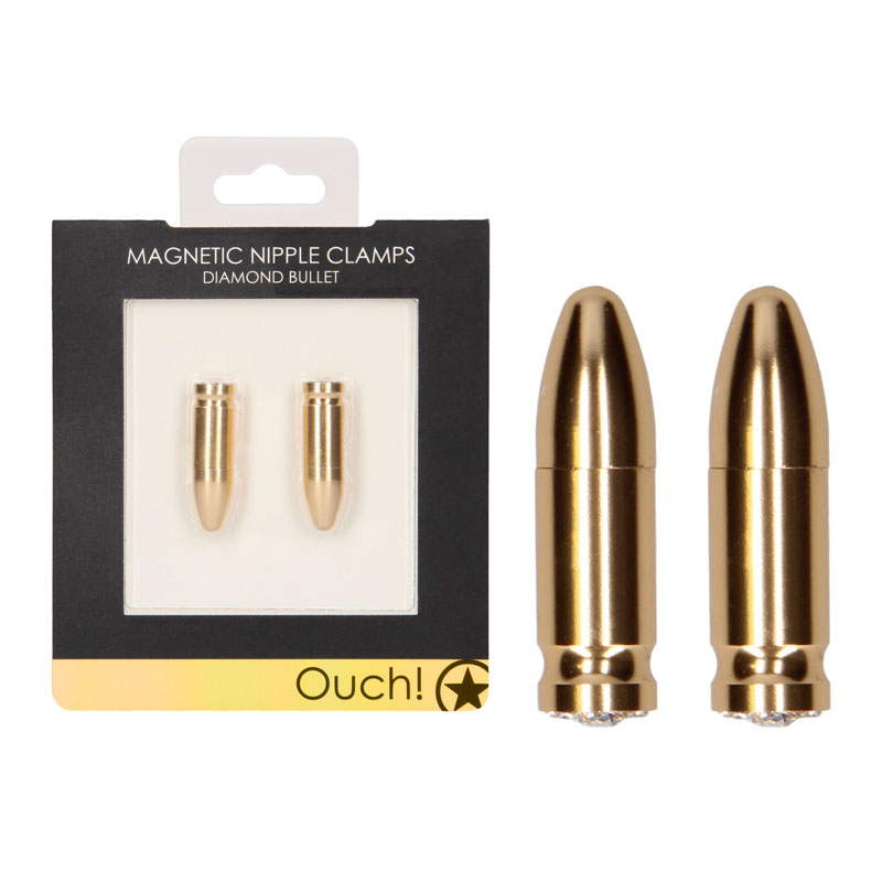 Ouch! Magnetic Nipple Clamps Diamond Bullet - Gold